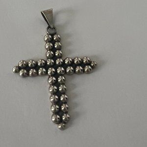 Retro Beaded Sterling Silver Cross Pendant from House of Bangles made in Mexico